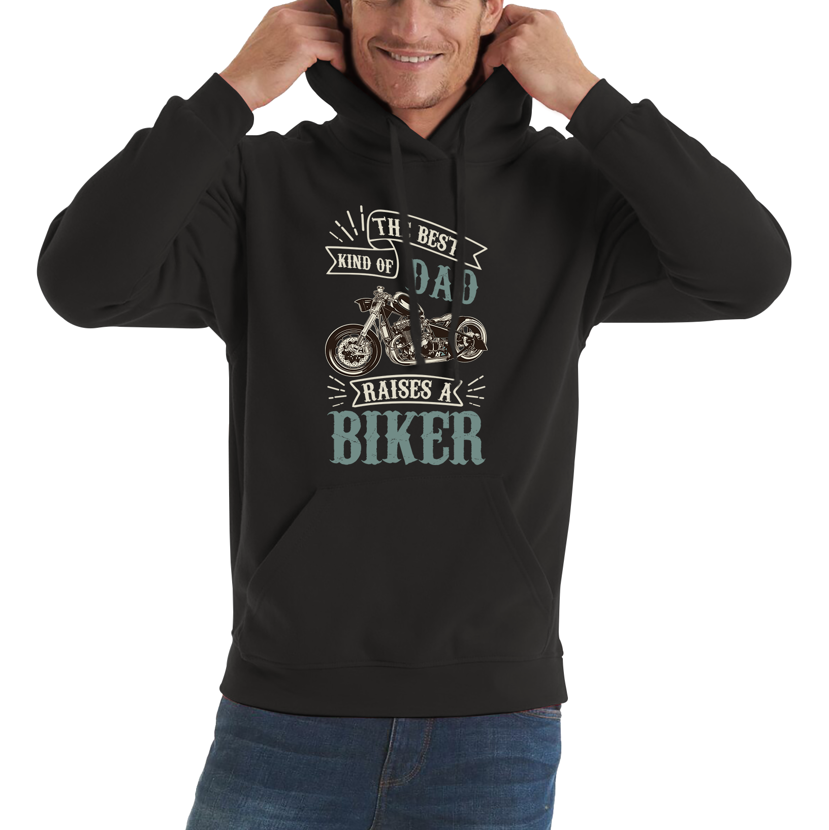 The Best Kind Of Dad Raises A Biker Hoodie Father's Day Funny Bike Lover Racers Unisex Hoodie