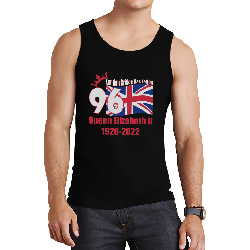 London Bridge Has Fallen 96 Years of Queen Elizabeth II Union Jack British Uk Flag Tank Top