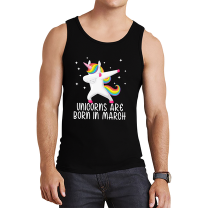 Unicorns Are Born In March Dabbing Unicorn Funny Birthday Month Novelty Slogan Tank Top