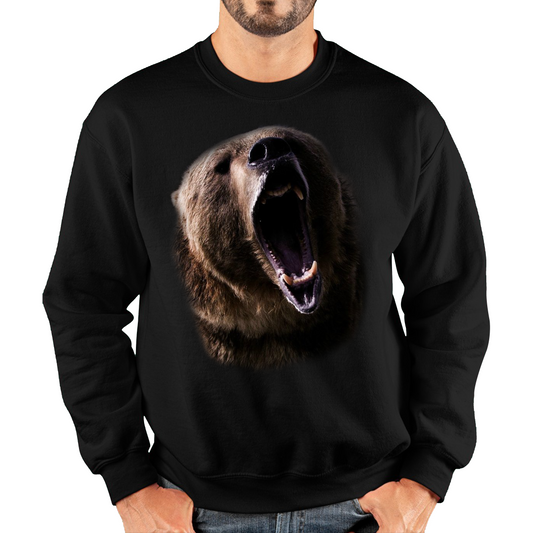 Grizzly Bear Roaring Face Sweatshirt