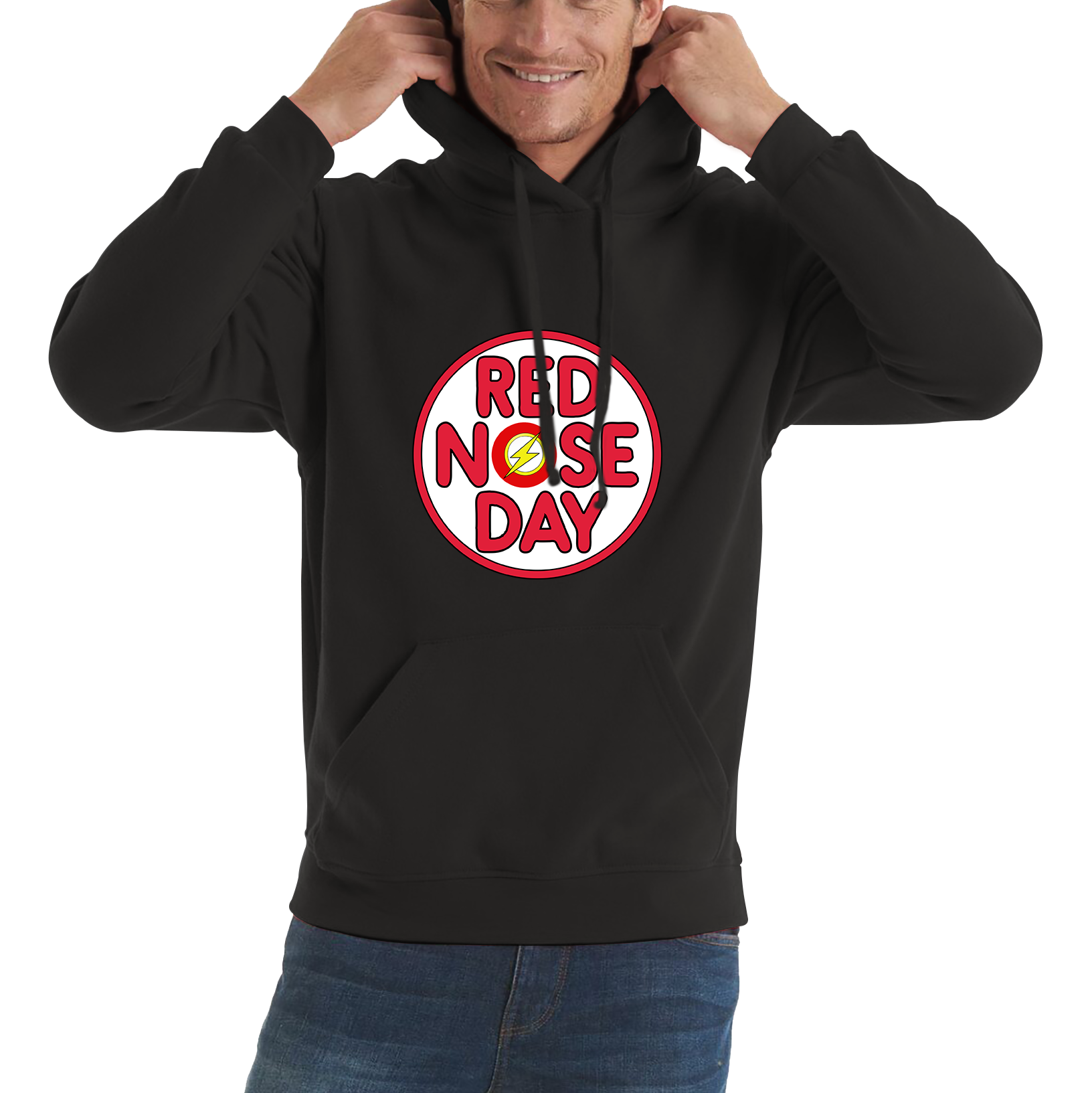 Flash Wally West Red Nose Day Adult Hoodie. 50% Goes To Charity