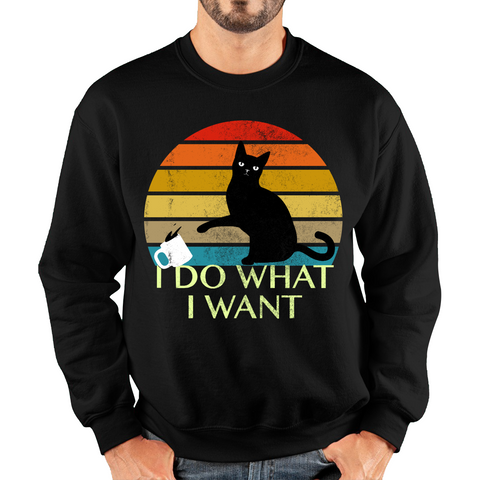 Black Cat I Do What I Want Vintage Adult Sweatshirt
