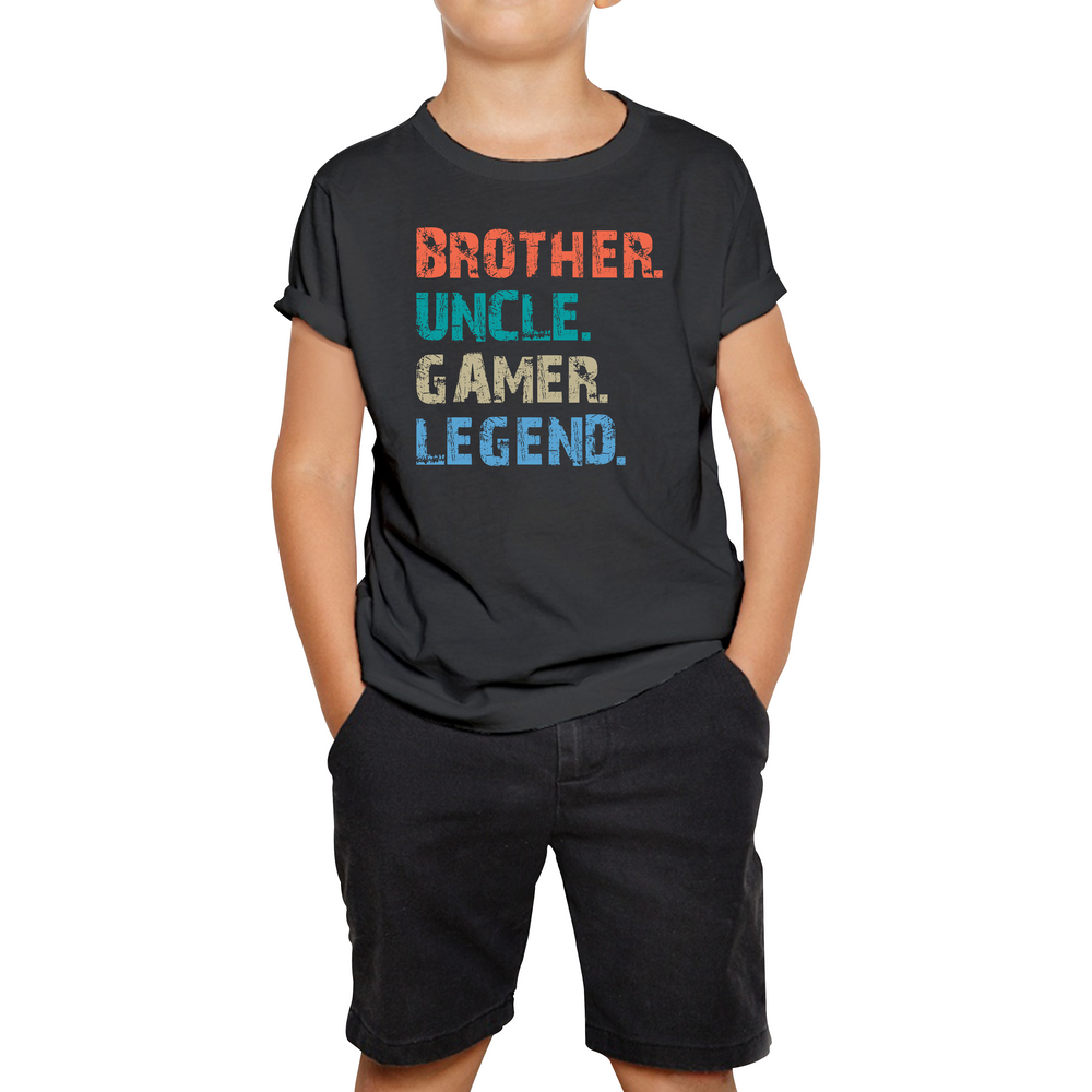 Funny Gaming Brother Uncle Gamer Legend Vintage Video Game Kids T Shirt