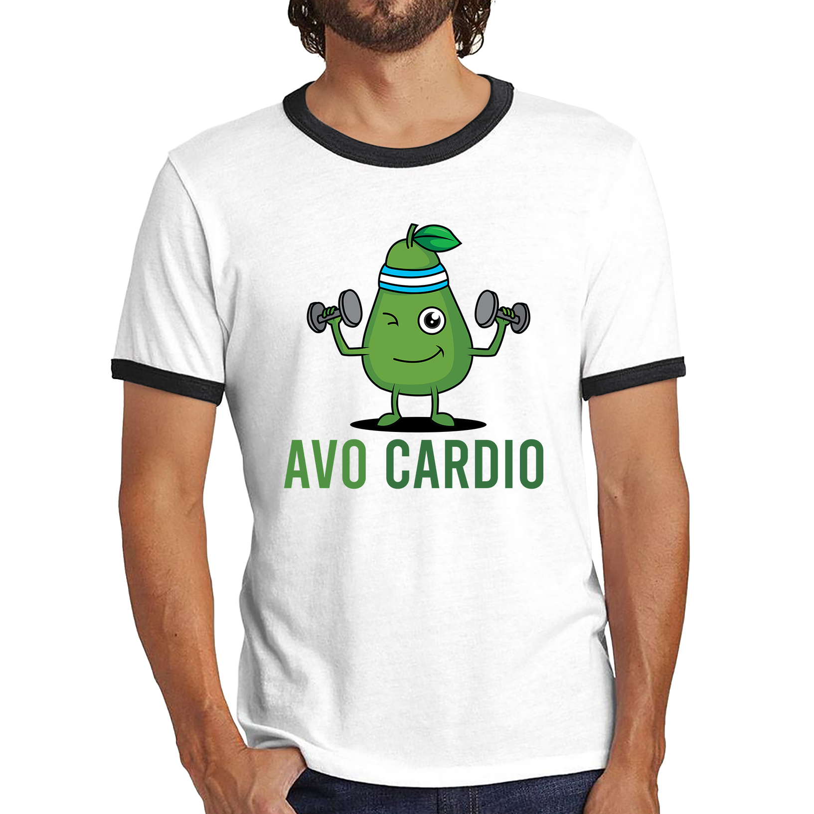 Avo Cardio Funny Avocado Fitness Ringer T Shirt