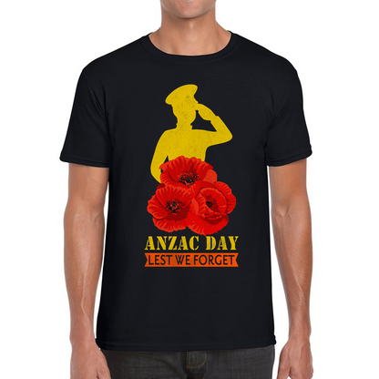 Anzac Day Lest We Forget Poppy Flowers British Veteran T Shirt