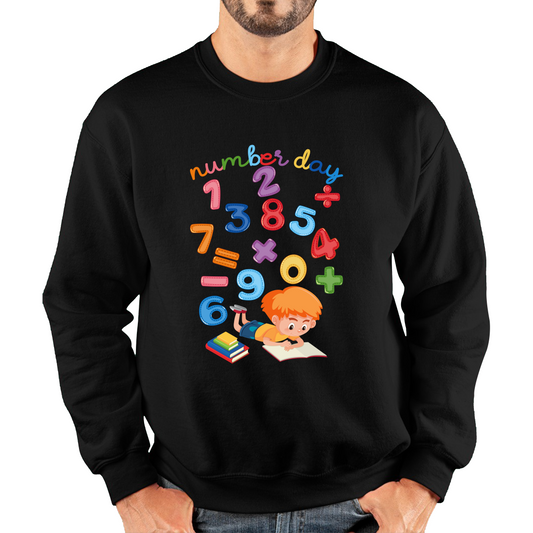 Numbers Day Colourful Numbers Maths Day School Charity Day Mathletics Unisex Sweatshirt