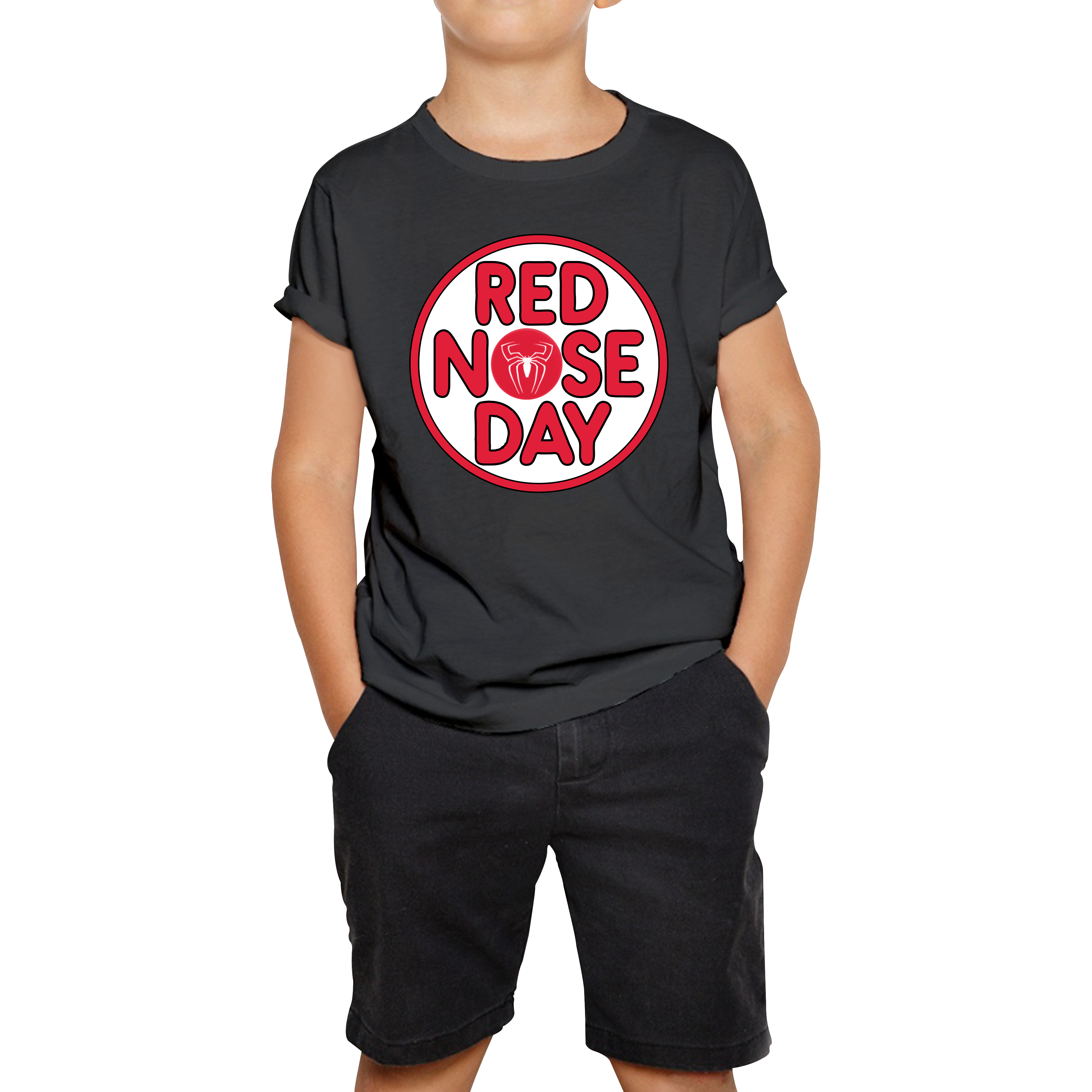 Spider Man Red Nose Day Kids T Shirt. 50% Goes To Charity