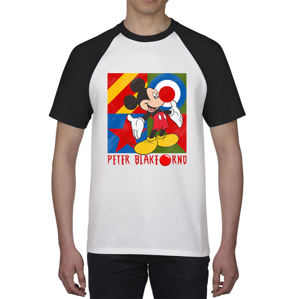 Peter Blake Mickey Mouse Red Nose Day Baseball T Shirt. 50% Goes To Charity
