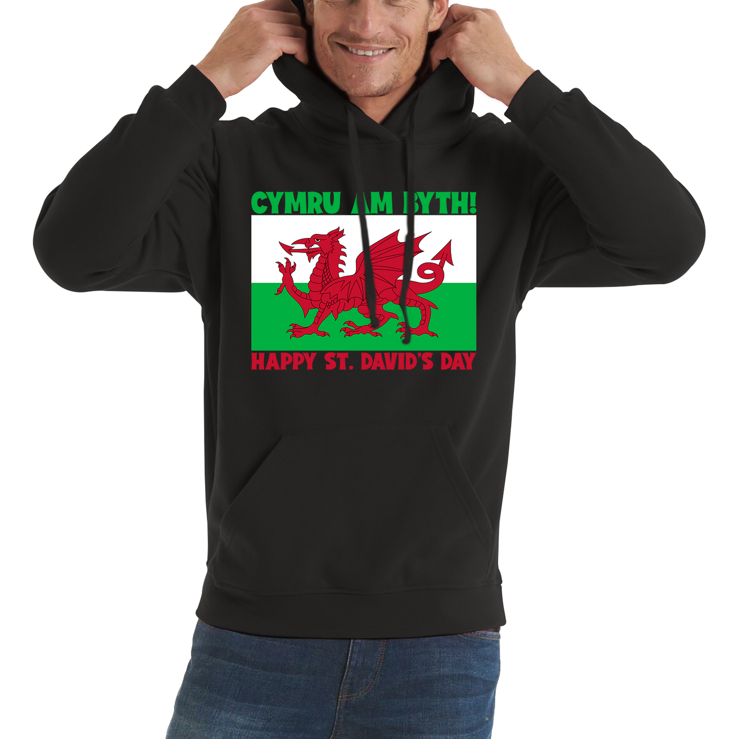 Cymru Am Byth Wales Forever Happy St. David's Day Welsh Dragon Flag Of Wales Saint Welsh Unisex Hoodie