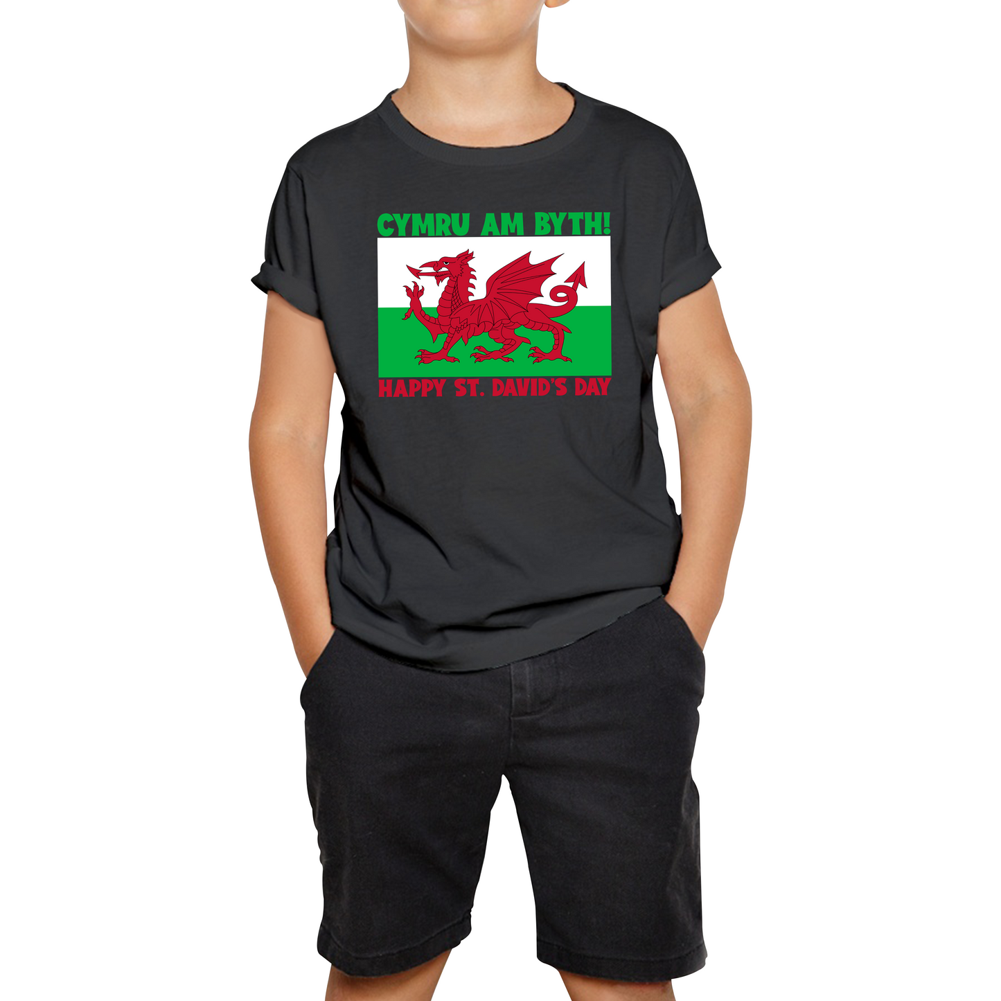 Cymru Am Byth Wales Forever Happy St. David's Day Welsh Dragon Flag Of Wales Saint Welsh Kids Tee