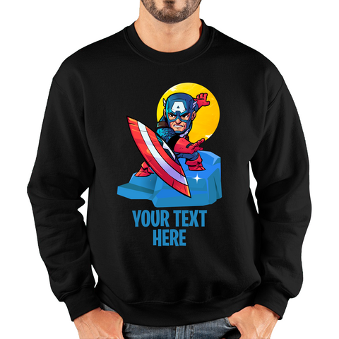 Personalised Your Text Captain America Jumper Marvel Avenger Superhero Birthday Gift Unisex Sweatshirt
