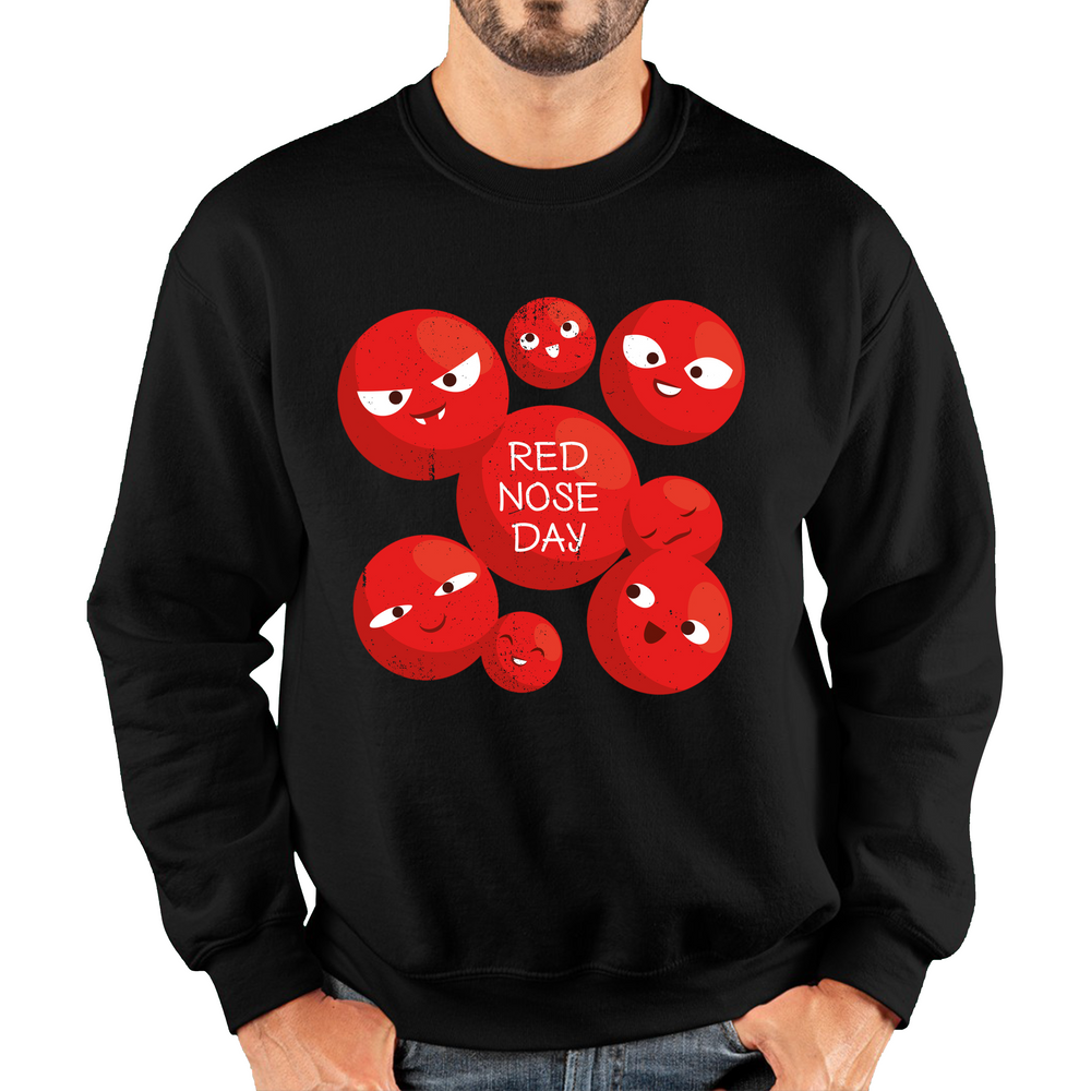 Red Nose Day Funny Noses Adult Sweatshirt. 50% Goes To Charity