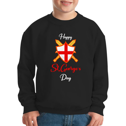 Happy St. George's Knight Sheild And Sword Saint George's Day Kids Sweatshirt