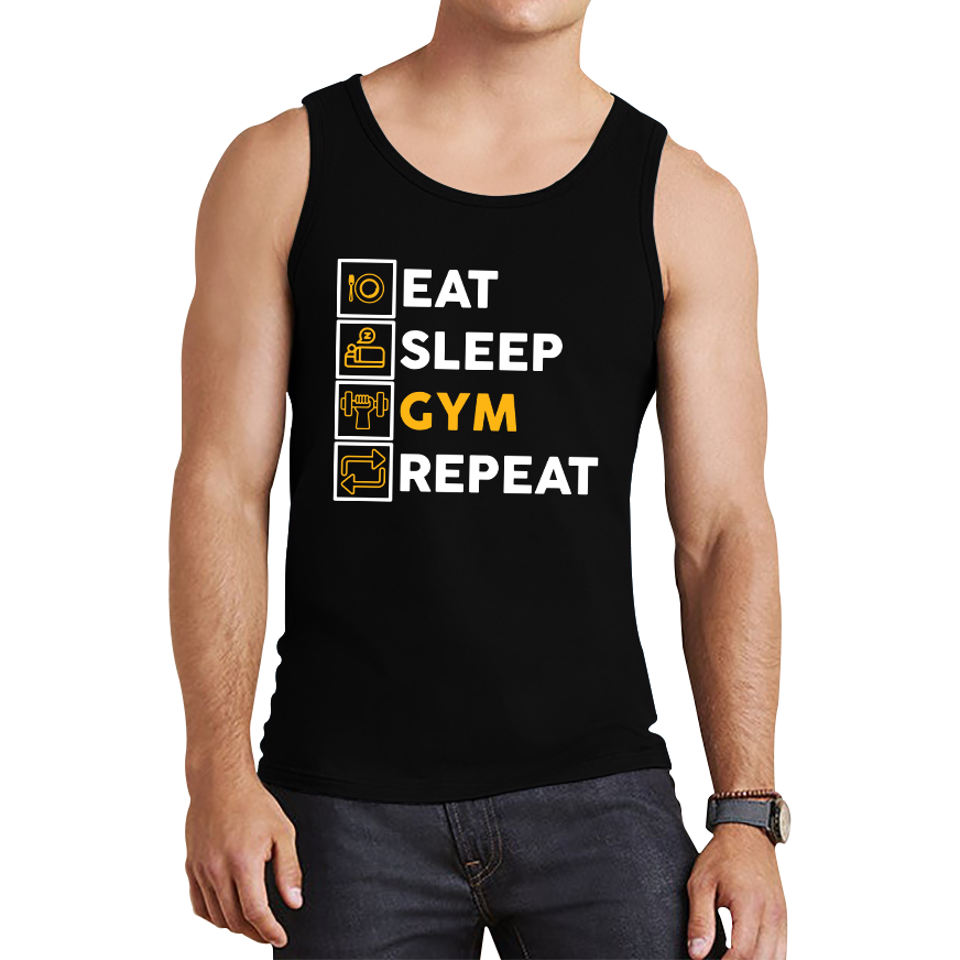 Eat Sleep Gym Repeat Funny Gym Workout Fitness Tank Top