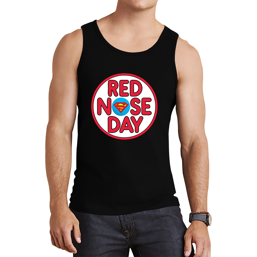 Superman Red Nose Day Tank Top. 50% Goes To Charity
