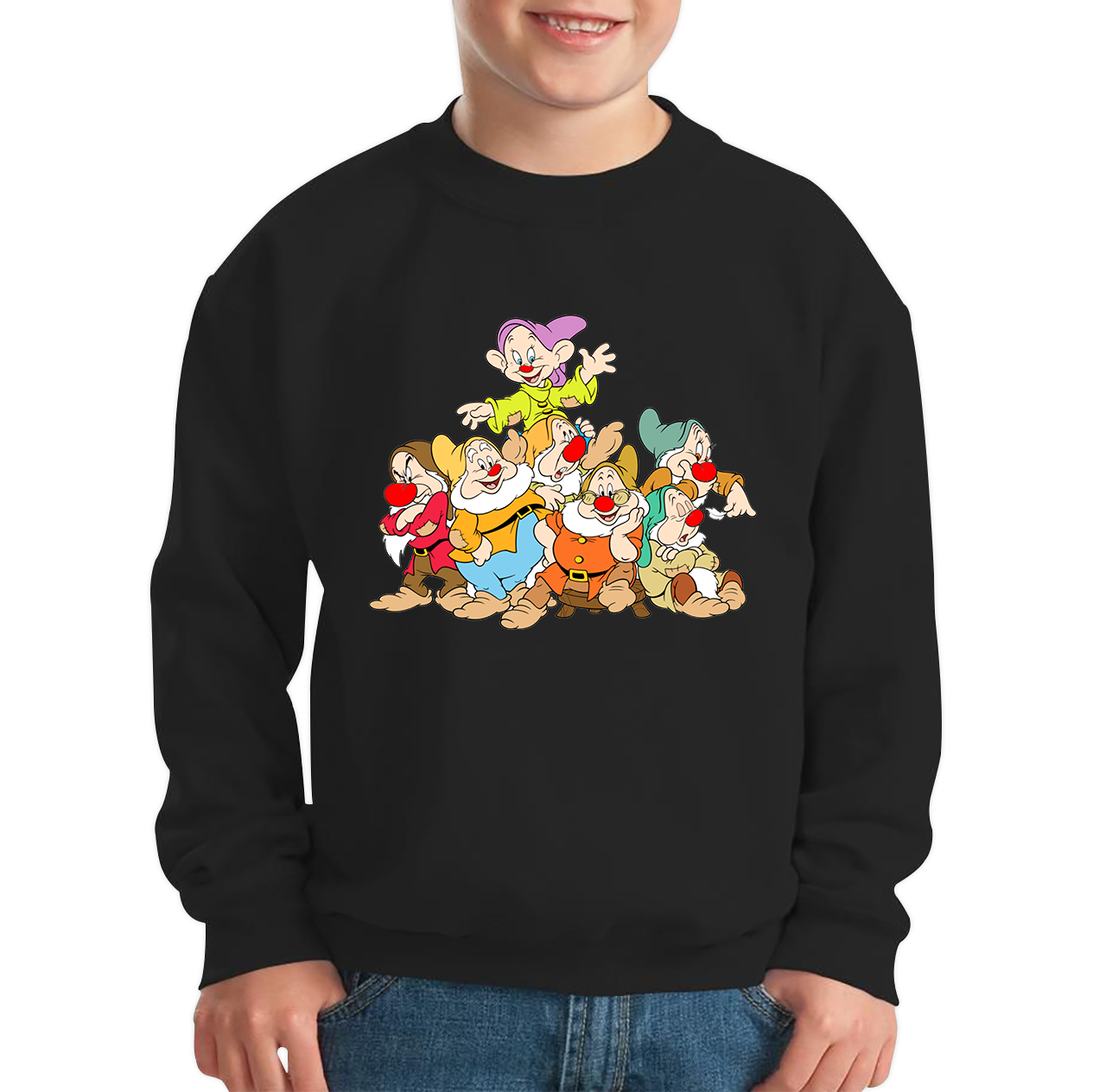 Disney Snow White and Seven Dwarfs Red Nose Day Kids Sweatshirt. 50% Goes To Charity