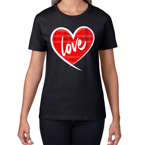 Hand Drawn Love Heart Happy Valentine's Day Lover Heart Womens Tee Top