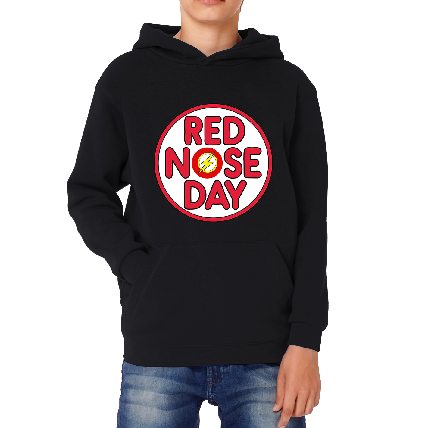 Flash Wally West Red Nose Day Kids Hoodie. 50% Goes To Charity