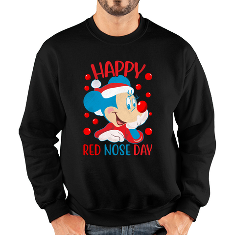 Happy Red Nose Day Mickey Mouse Red Nose Day Minnie Mickey Mouse Comic Relief Disneyland Cartoon Lover Unisex Sweatshirt