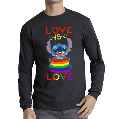 Love Is Love stitch Valentine's Day LGBT Gender Equality LGBTQ LGBT pride Stitch Ohana Long Sleeve T Shirt