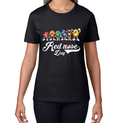 M and M's Red Nose Day Ladies T Shirt. 50% Goes To Charity