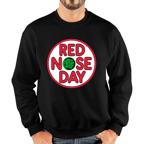 Marvel Avengers Hulk Hand Red Nose Day Adult Sweatshirt. 50% Goes To Charity