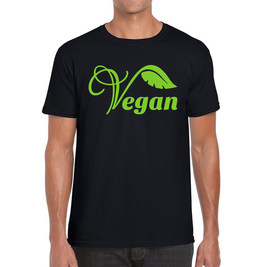 Vegan Logo Green V Leaf T Shirt