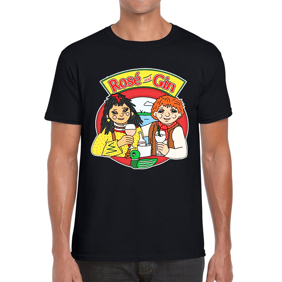 Rosé and Gin Funny 90's TV Show Rosie and Jim Boat Wine T Shirt