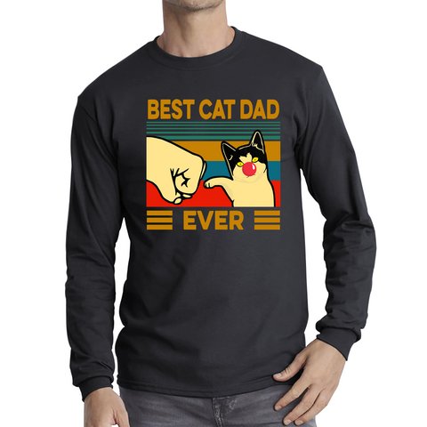 Best Cat Dad Ever Red Nose Day Adult Long Sleeve T Shirt. 50% Goes To Charity