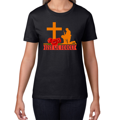 Lest We Forget Anzac Day Poppy Flowers British Armed Forces T Shirt