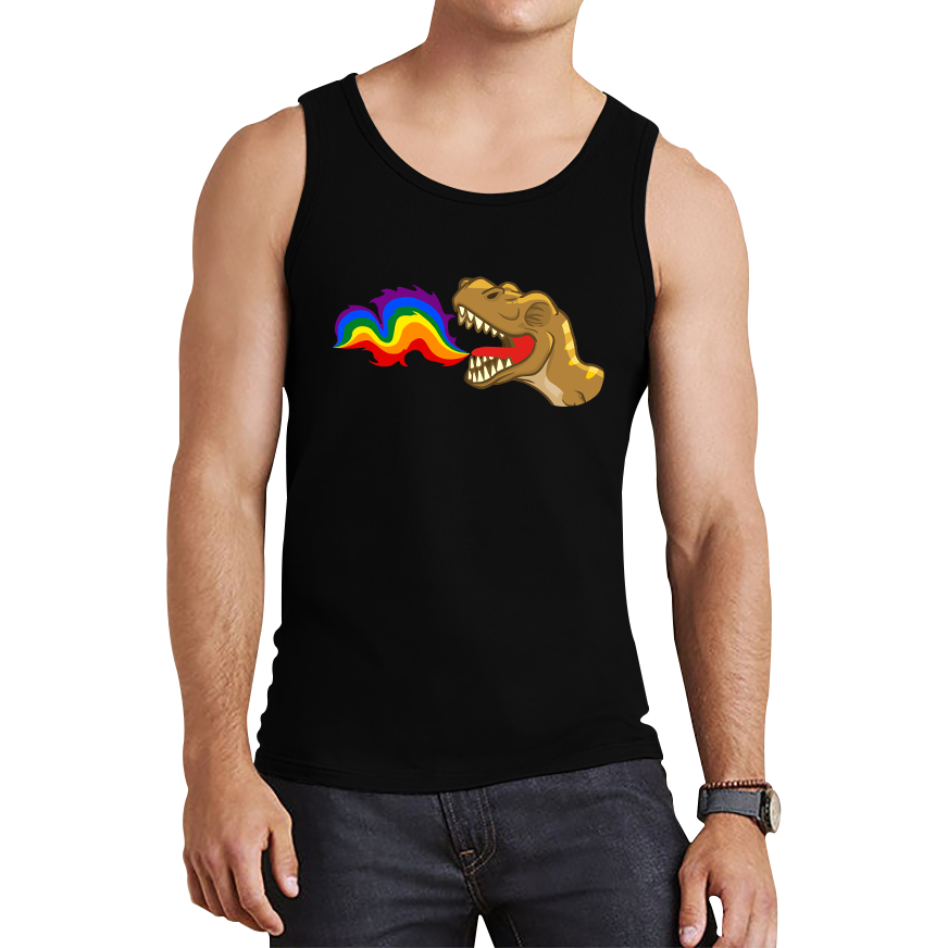 LGBT T-Rex Dinosaur Pride Lgbt Dino Rainbow Fire Tank Top
