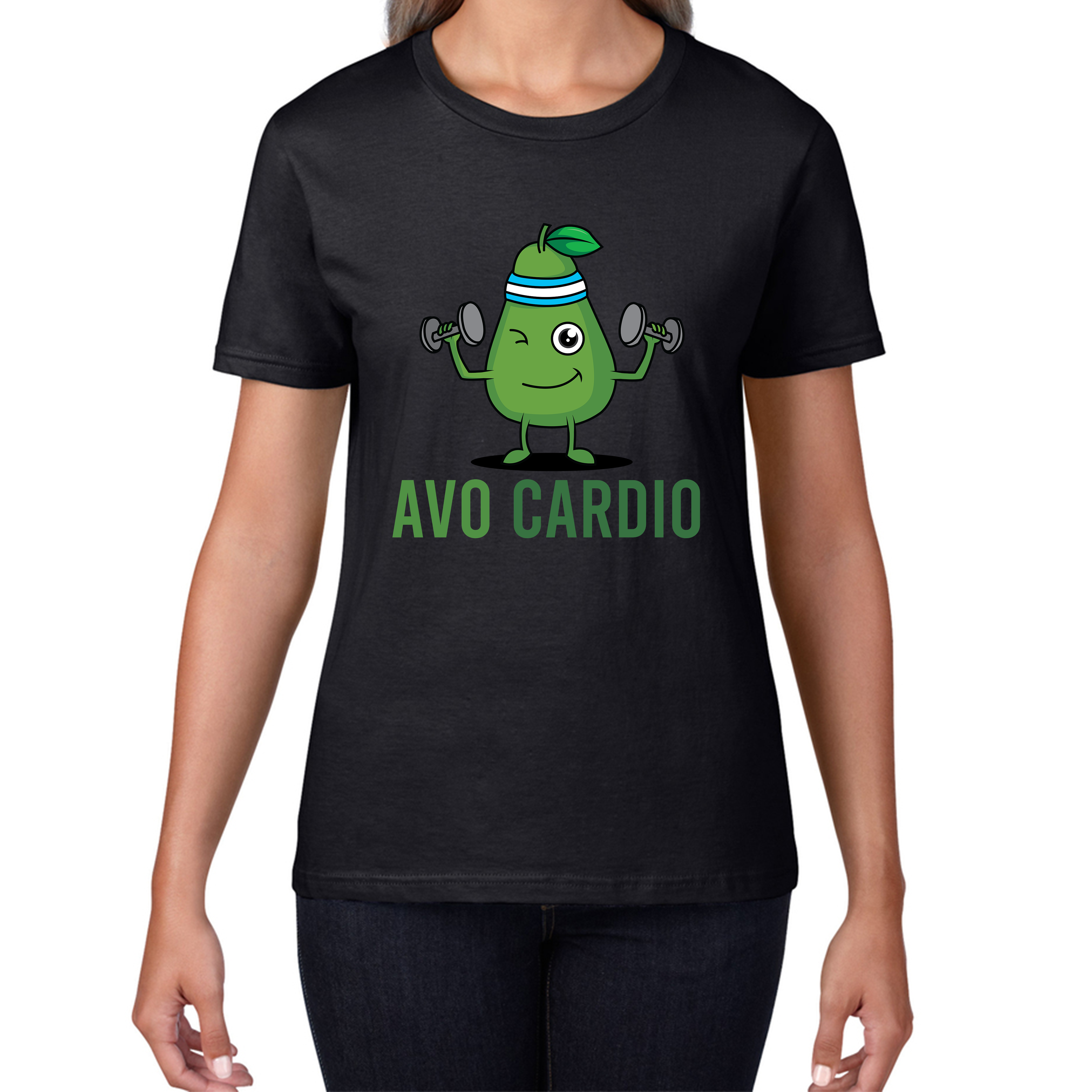 Avo Cardio Funny Avocado Fitness Ladies T Shirt