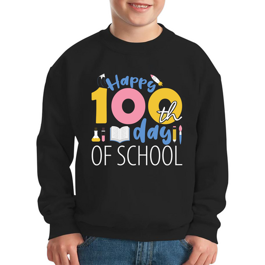 Happy 100th Day Of School Number Day Teacher Day World Book Day Maths Day Reading Lovers Kids Jumper