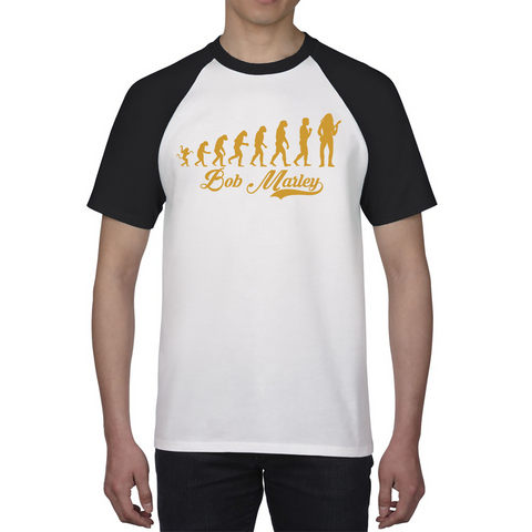 Bob Marley Human Evolution Ragalan Tee Jamaican Singer Gift Baseball T Shirt