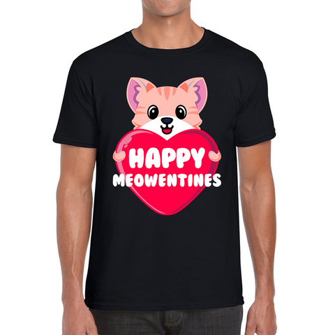 Happy Meowentines Meowy Valentine Funny Cute Cat Lover Valentine Day Mens Tee Top