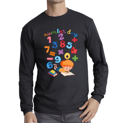 Numbers Day Colourful Numbers Maths Day School Charity Day Mathletics Long Sleeve T Shirt