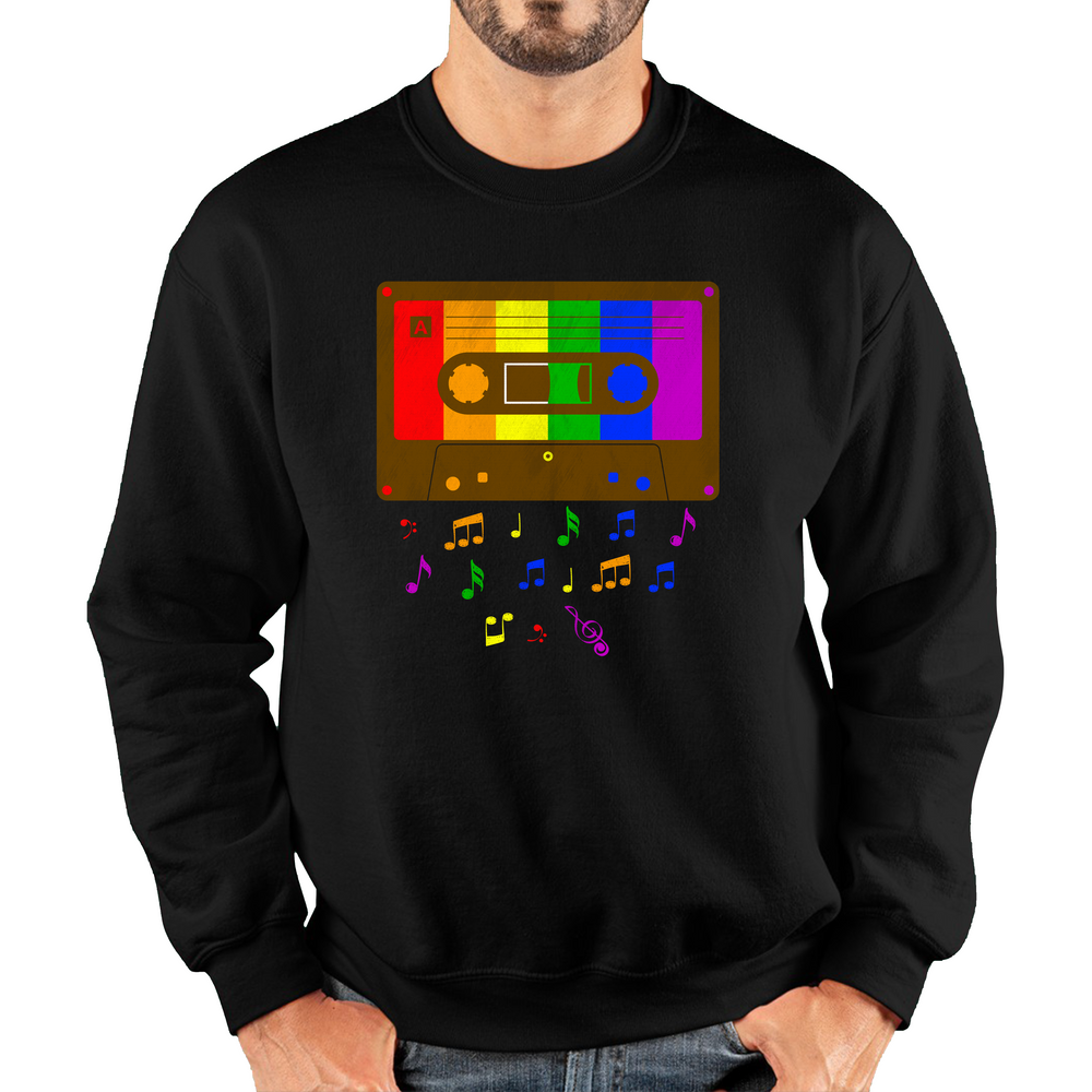 80s Cassette Tape For LGBT Jumper Rainbow Colours Lesbians Gay Pride Unisex Sweatshirt