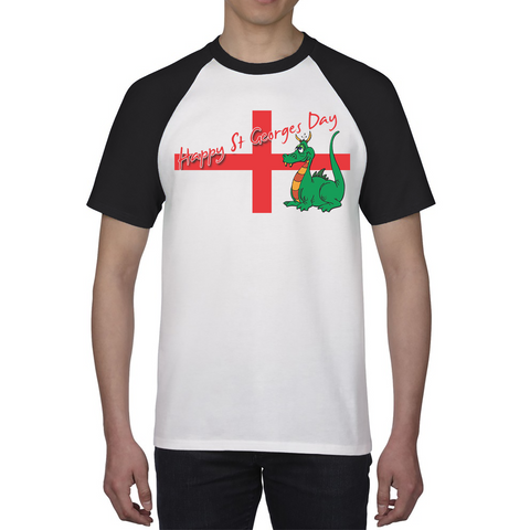 Happy St. George's Day Cute Dragon England Flag Funny Saint George Baseball T Shirt