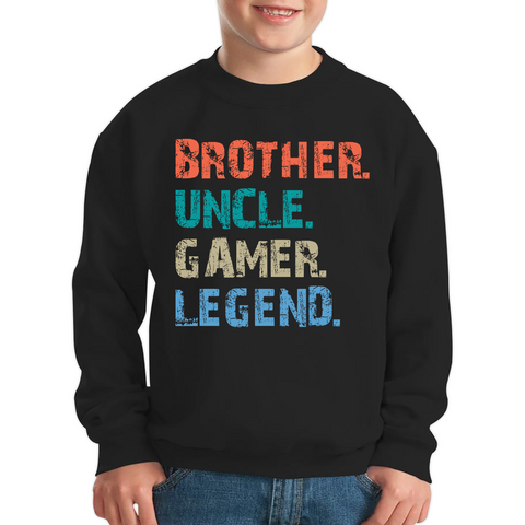 Funny Gaming Brother Uncle Gamer Legend Vintage Video Game Kids Sweatshirt