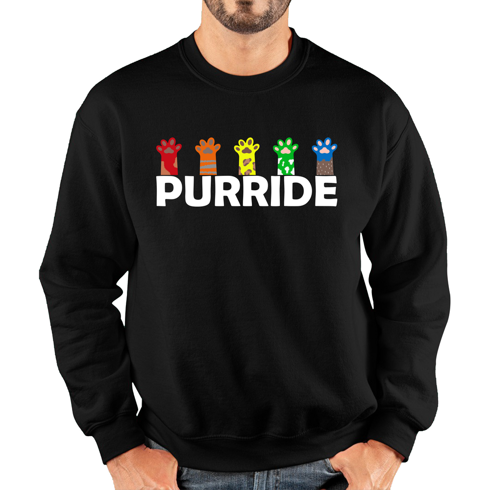 Purride Funny Cat Lovers LGBT Jumper Pride Awareness Gay Lesbians Pet Animal Mens Sweatshirt