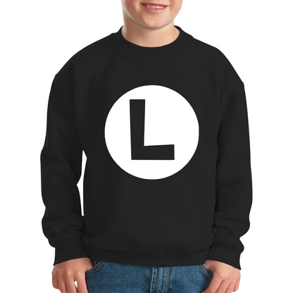 Mario Bros Character Logo Luigi Mario Waluigi Peach Bowser Toad Retro Gaming Kids Jumper