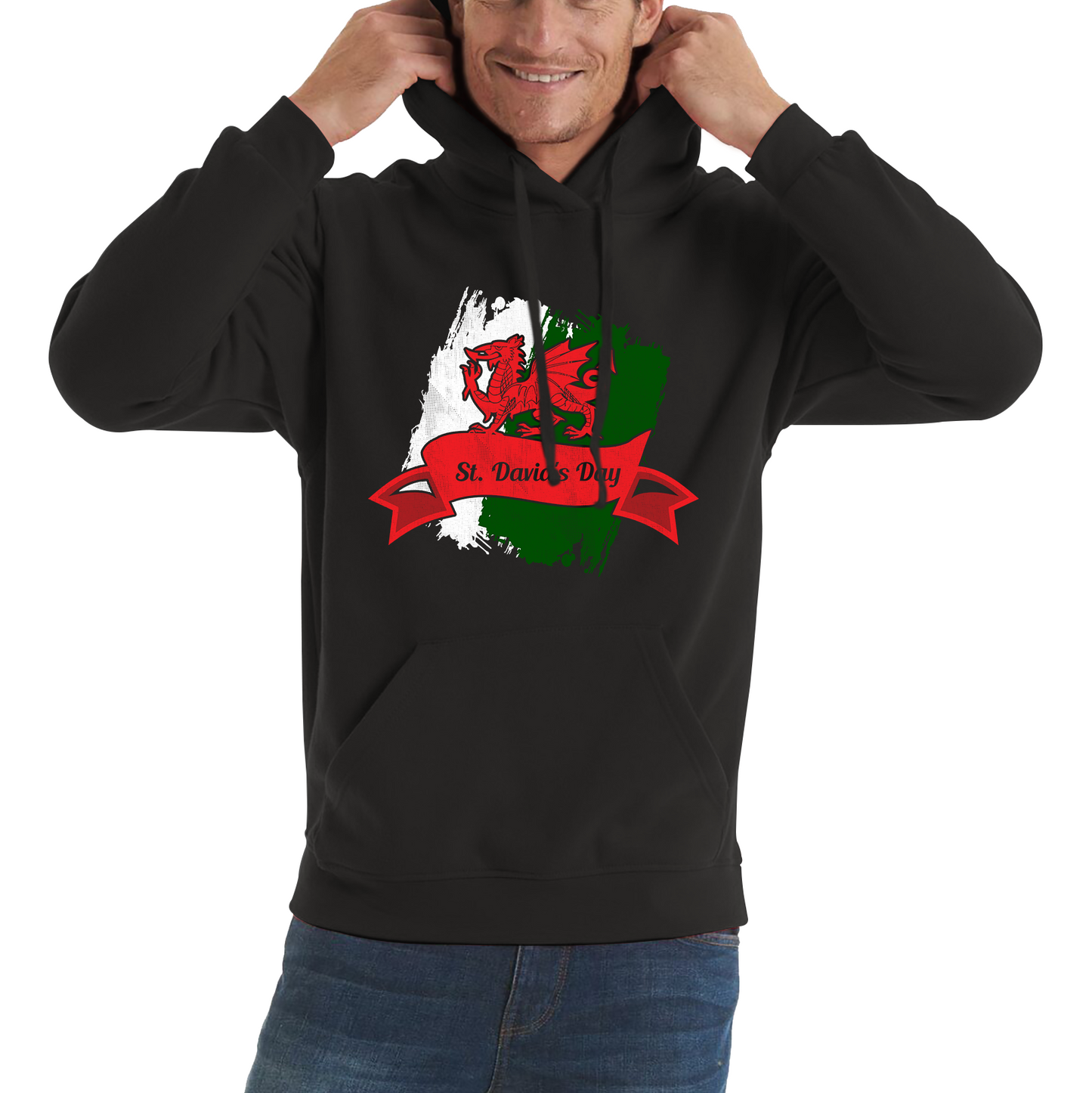 St. David's Day Dragon Flag Welsh Dragon Flag Of Wales Sant Dewi Saint Welsh Unisex Hoodie