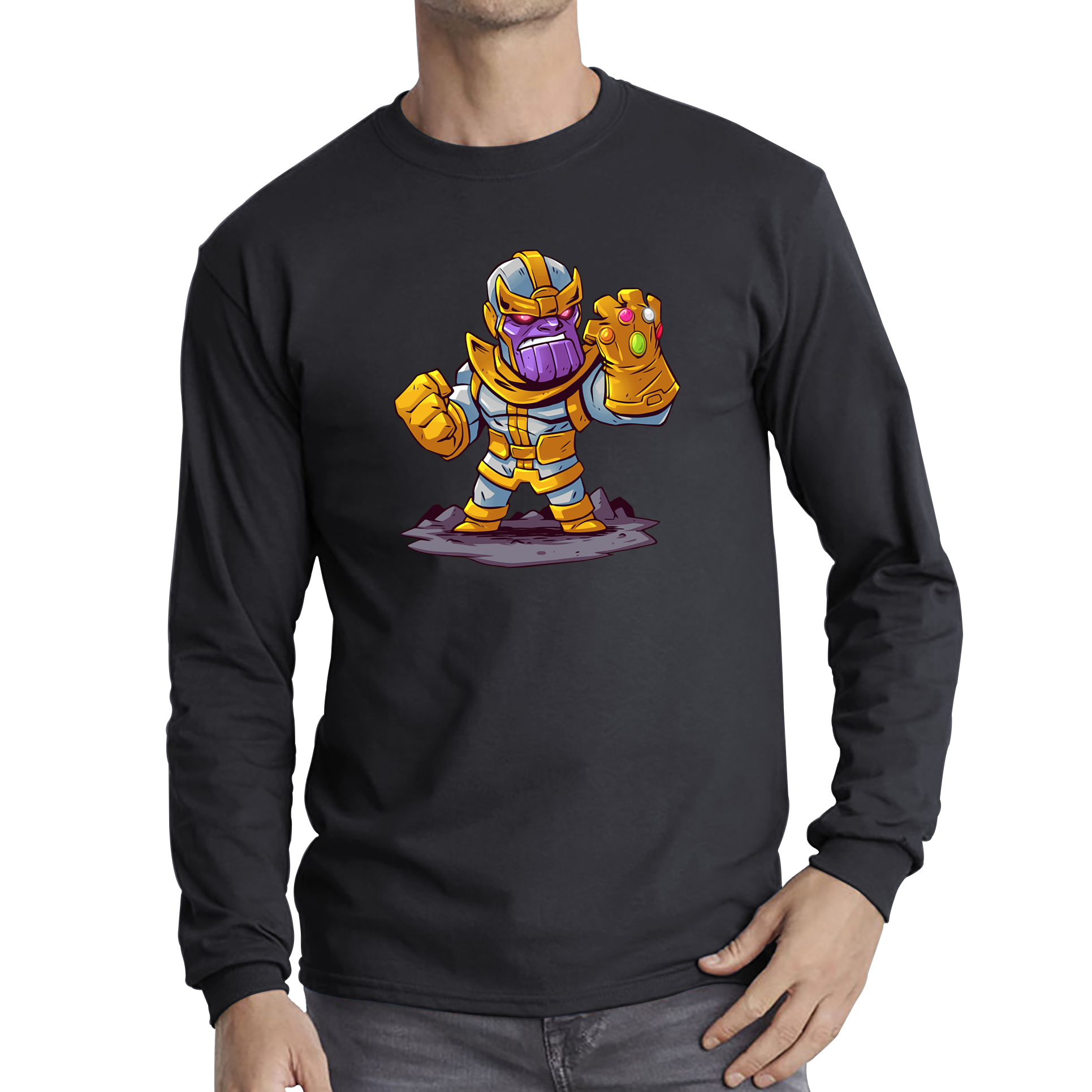Thanos Mad Titan Cute Cartoon Shirt Marvel Avengers Comic Thanos Long Sleeve T Shirt