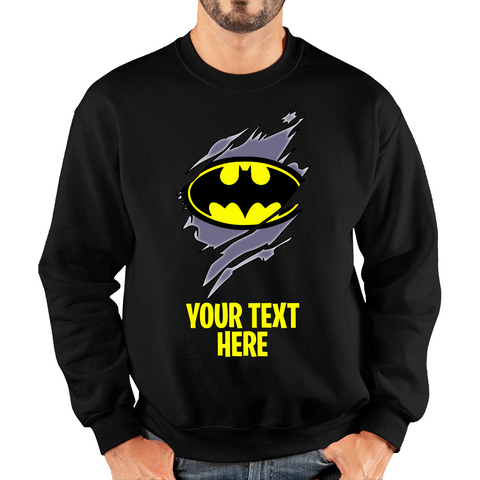 Personalised Your Text Batman Logo Jumper DC Comics Superhero Birthday Gifts Unisex Sweatshirt