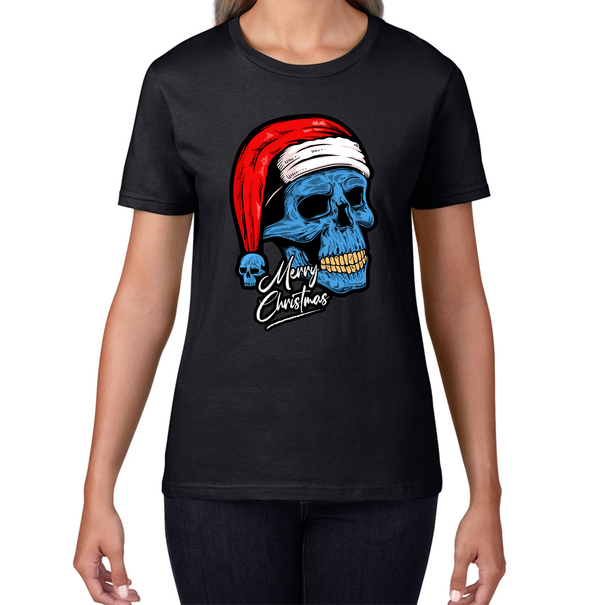 santa skull womens t shirt