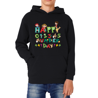 Happy Numbers Day Colourful Cartoon Numbers Day Maths Day School Charity Day Kids Hoodie