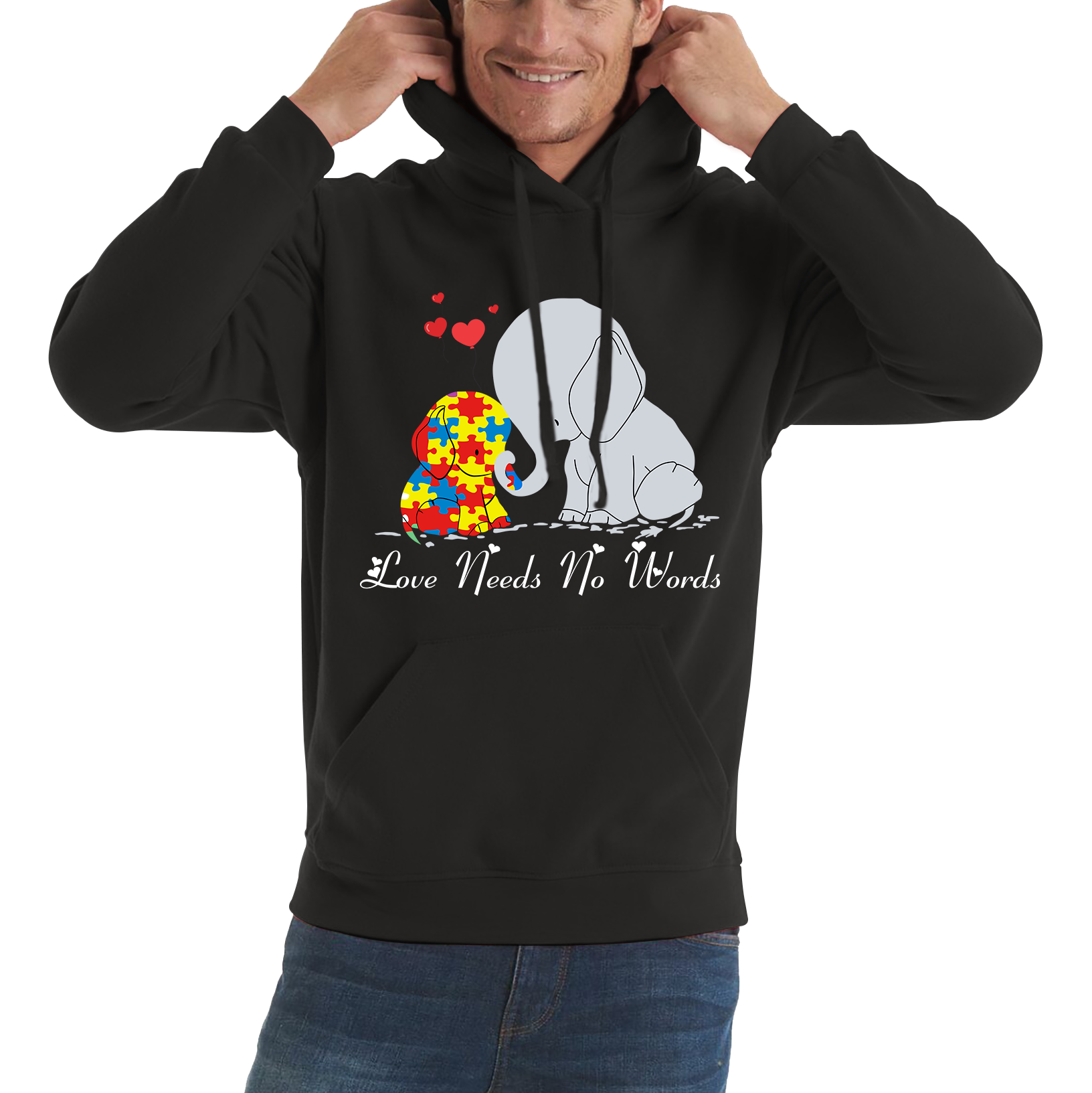 Love Needs No Words Elephant Autism Awareness Hoodie