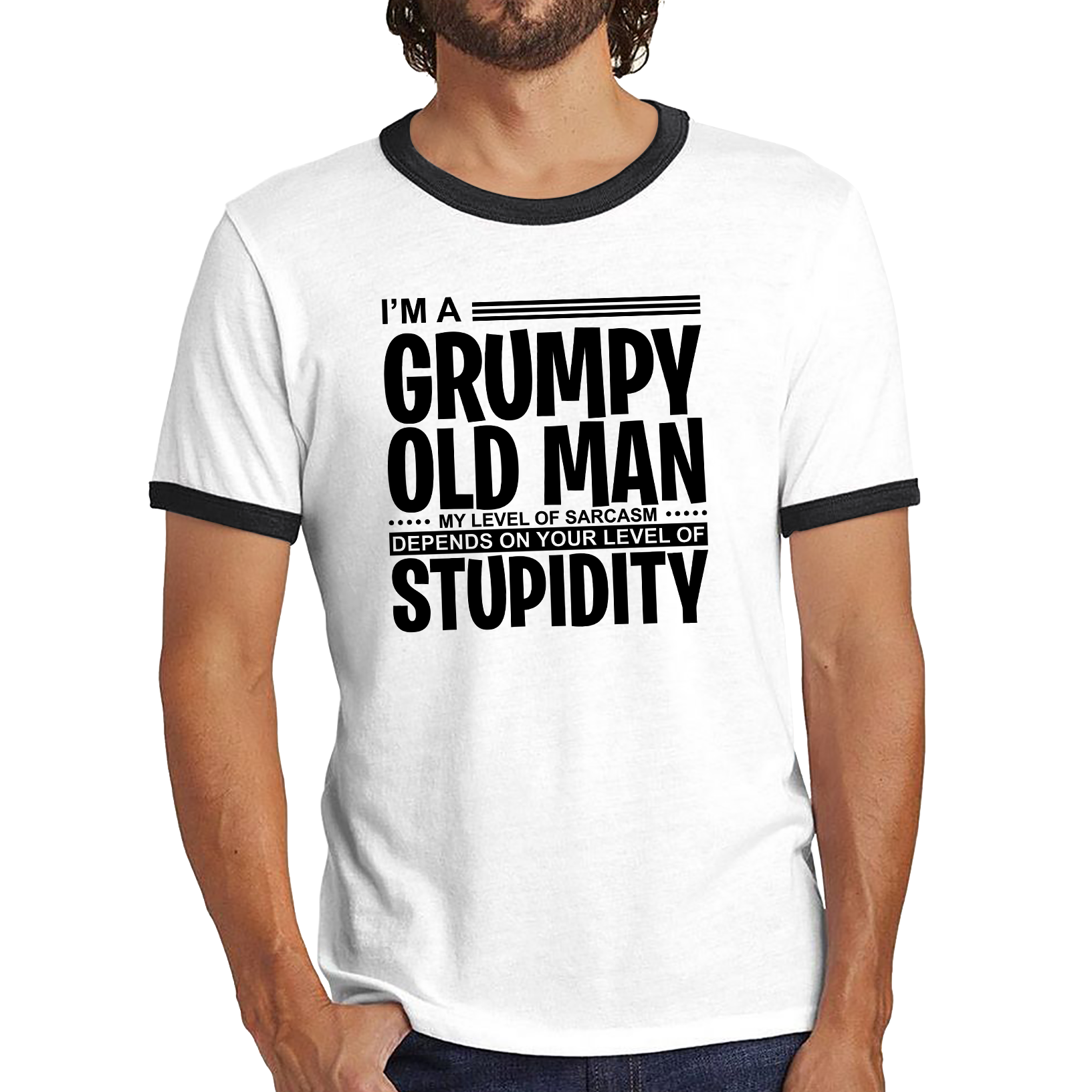 I'm A Grumpy Old Man Shirt Funny Sarcastic Joke Stupidity Gift For Grandpa Ringer T Shirt