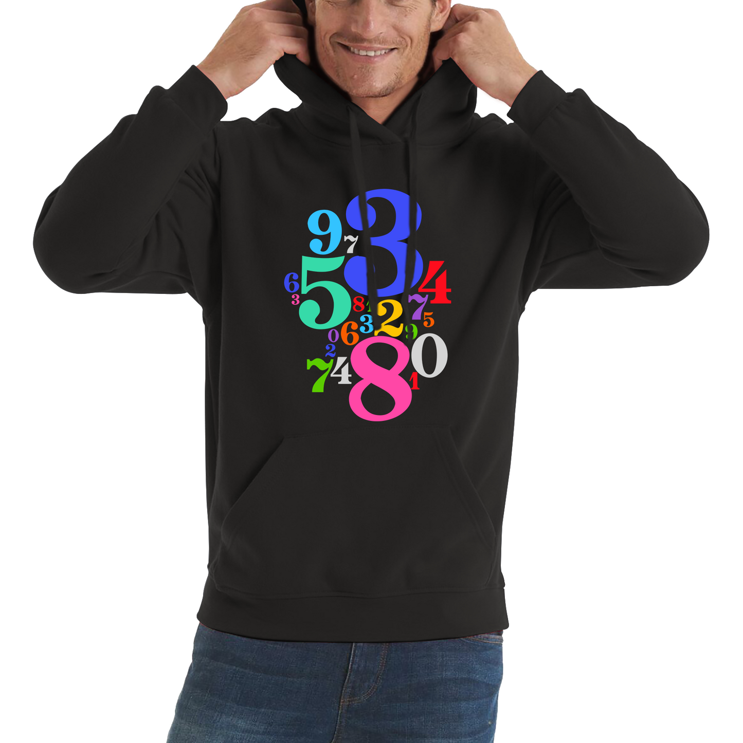 Numbers Day Maths Day Colourful Numbers Math Lovers Mathletics School Charity Day Unisex Hoodie