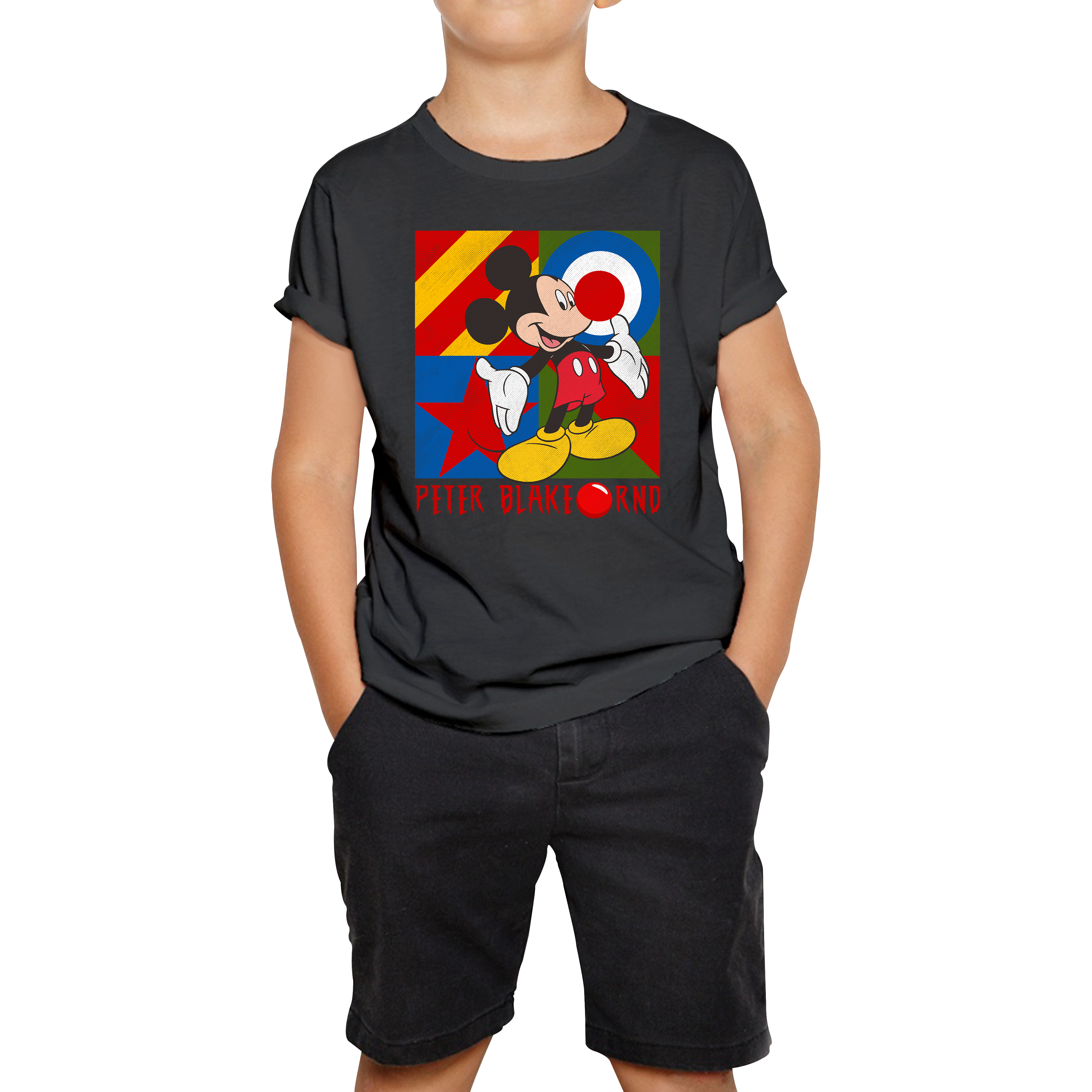 Peter Blake Mickey Mouse Red Nose Day Kids T Shirt. 50% Goes To Charity